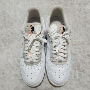 Nike Air Force 1 '07 LV8 Low White Orange Sneakers CD0888-100 Men's Sz 10.5